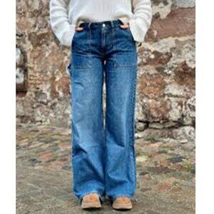 Jeanerica Wide-Leg Carpenter Jeans Utility Blue Denim Size 26 Workwear Grunge